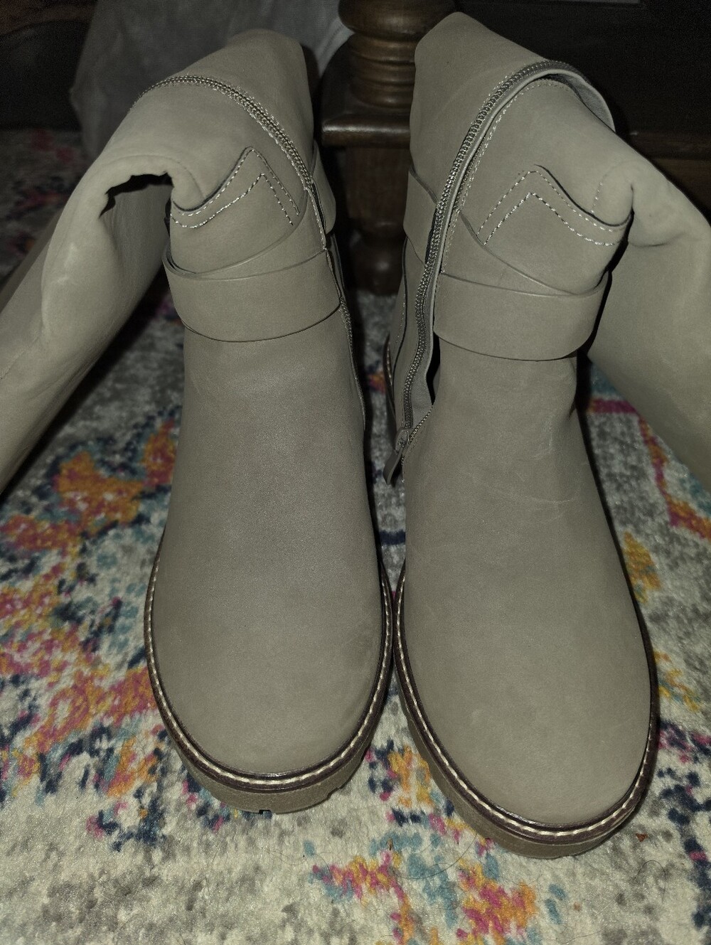 Women’s Taupe Knee-High, Wide Calf Boots